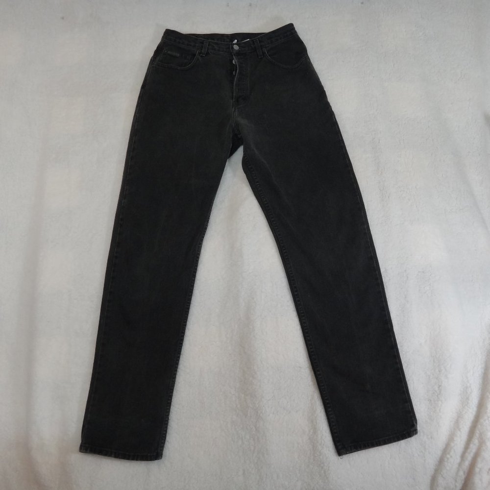 MENS VINTAGE CALVIN KLEIN BLACK BUTTON UP JEANS BLACK 32W X 33L